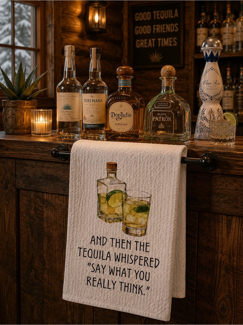 Tequila-Themed White Kitchen Towel by